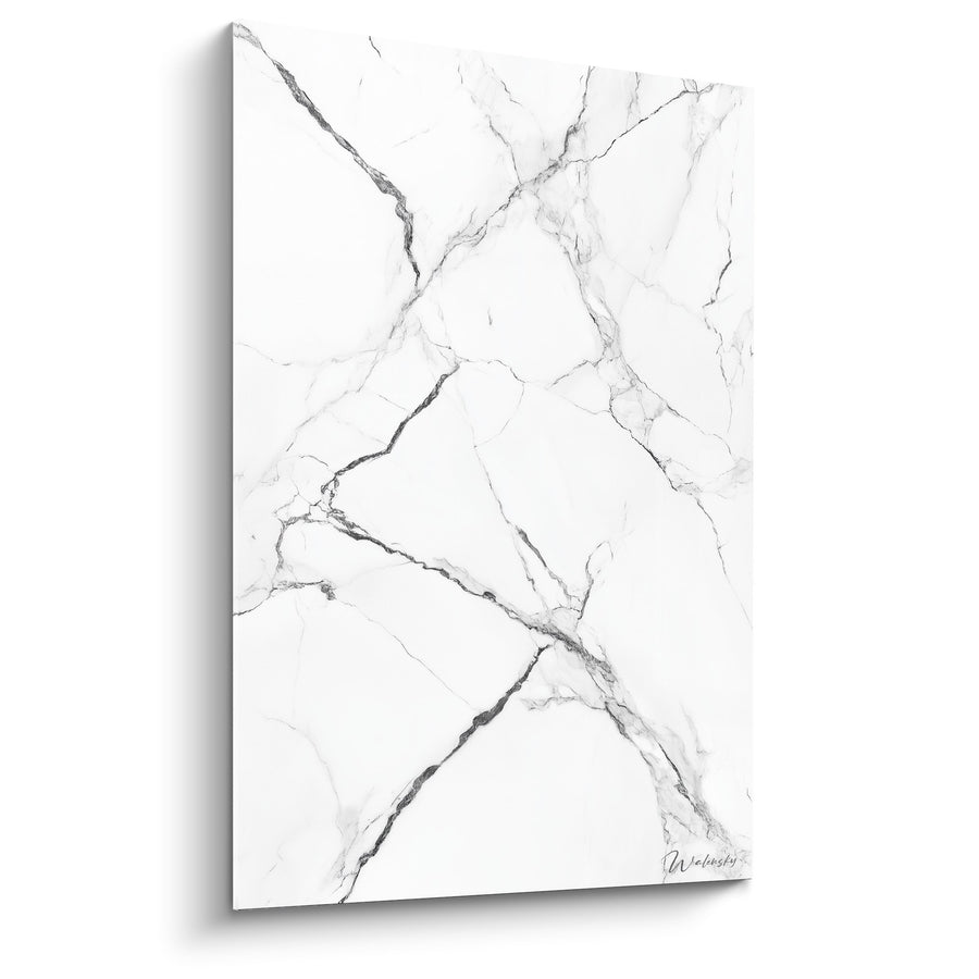 Tableau Veines de Marbre Blanc aux Tracés Gris Élégants - Pureté Minérale - Edition Marbre abstrait