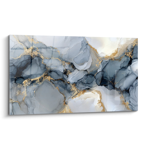 Tabelau tinten van blauw en gouden aderen - Mineraal symfonie - Marmer abstracte editie
