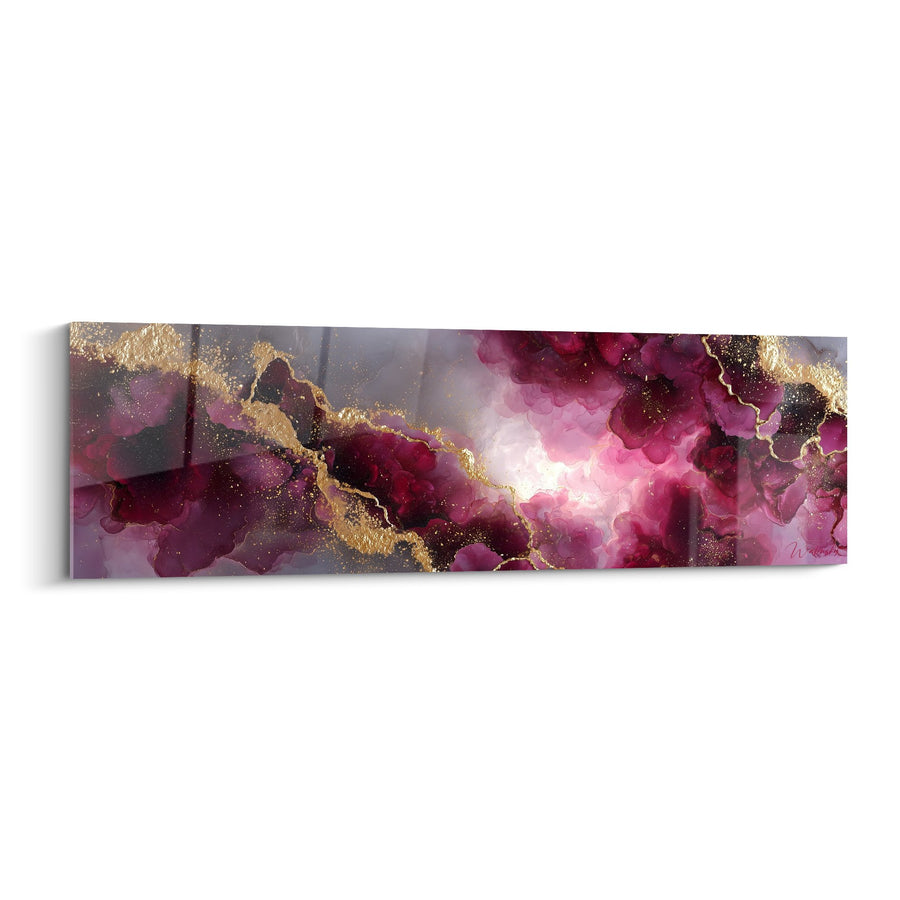 Tableau Tourbillons Pourpres et Dorés - Symphonie Cosmique - Edition Marbre abstrait