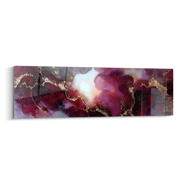 Tabel paarse en gouden tinten met lichtgevende aderen - Luxe Symfonie - Abstracte Marmer Editie