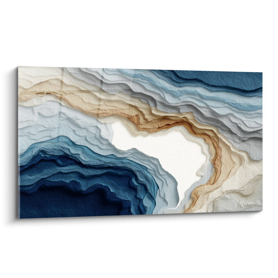 Tableau Veines Ondulantes Bleues et Dorées - Géode Océanique - Edition Marbre abstrait