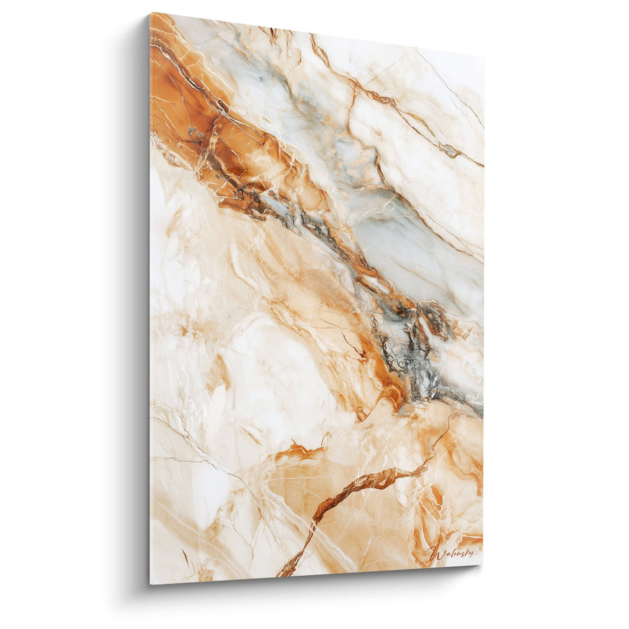 Tableau veines dorées et blanches avec nuances orangées - Éclat minéral - Edition Marbre abstrait