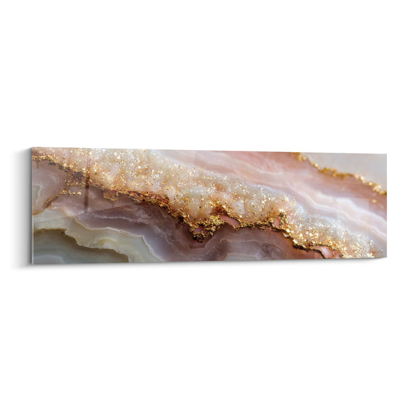 Schilderij Gouden Aders en Rozige Tinten - Minerale Luxe - Abstracte Marmer Editie