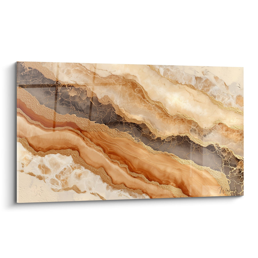 Bild mit goldenen Adern und Umbra-Nuancen - Mineralische Eleganz - Edition Abstrakte Marmor