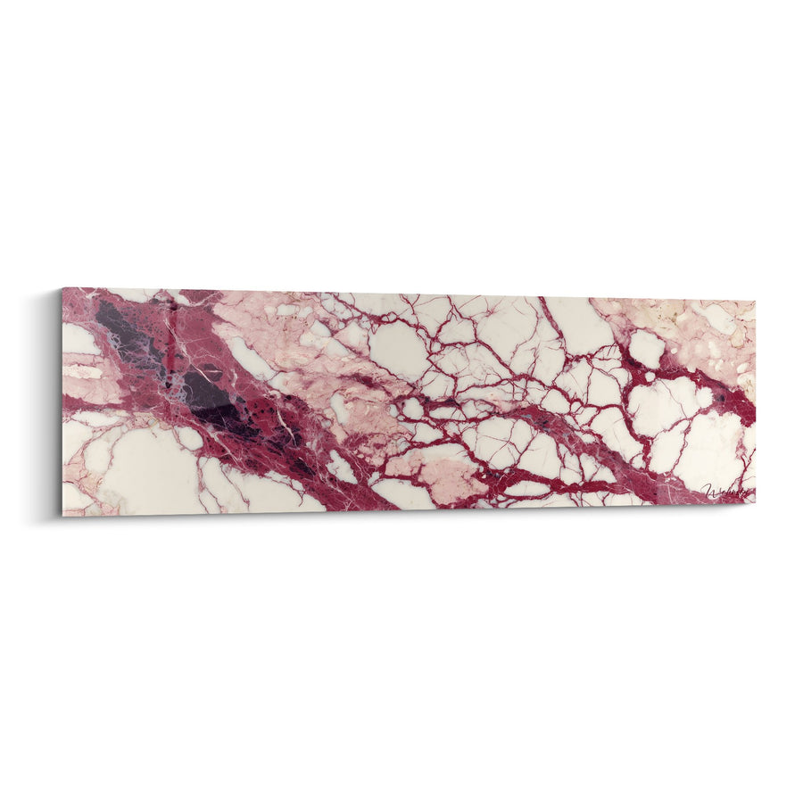 Tableau veines pourpres et crème sur fond écru - Profondeur minérale - Edition Marbre abstrait
