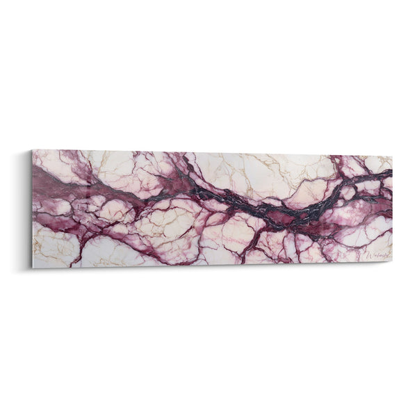 Schilderij Vloeiende Rode en Witte Aderen - Minerale Symfonie - Abstracte Marmereditie