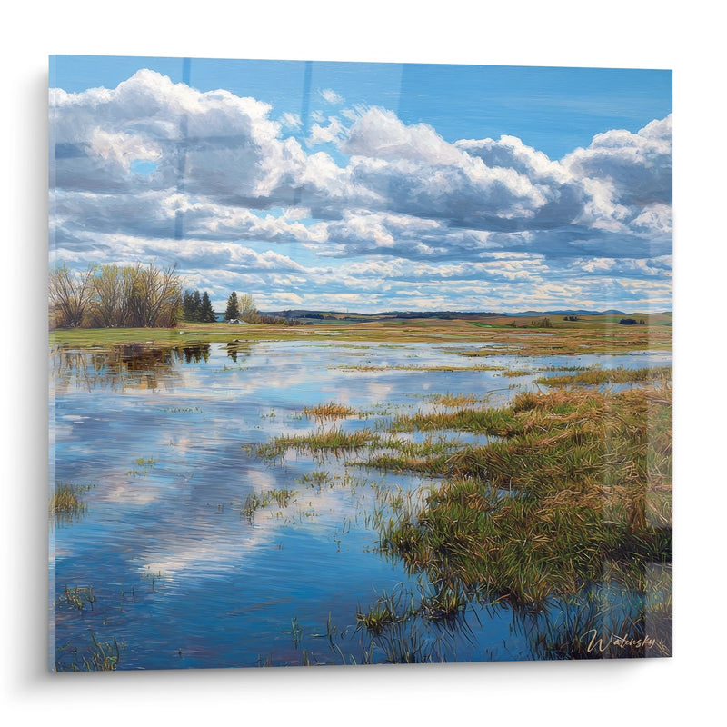 Spring Marsh Painting - Azure Reflections - Other Landscapes Edition