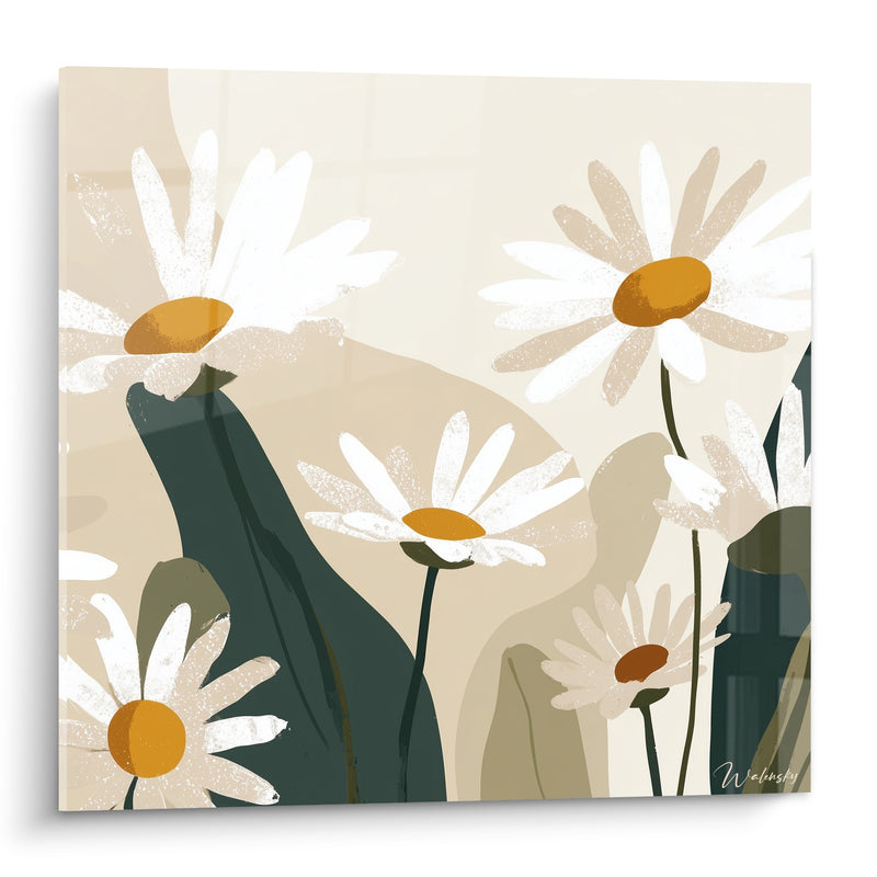 Tableau Marguerites blanches aux cœurs ocre - Douceur champêtre - Edition Marguerite