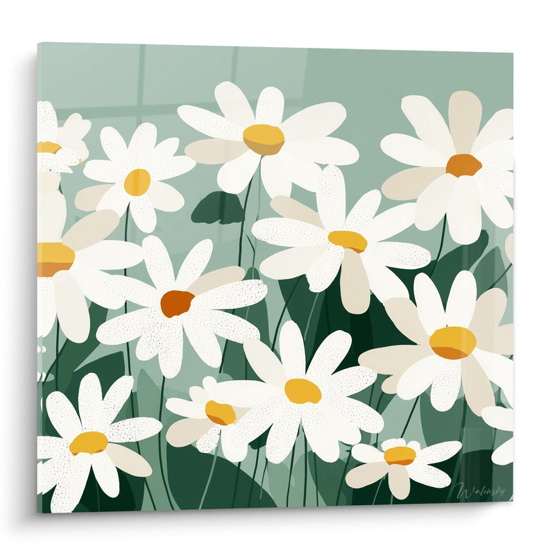 Tableau Marguerites blanches aux cœurs dorés - Réveil printanier - Edition Marguerite