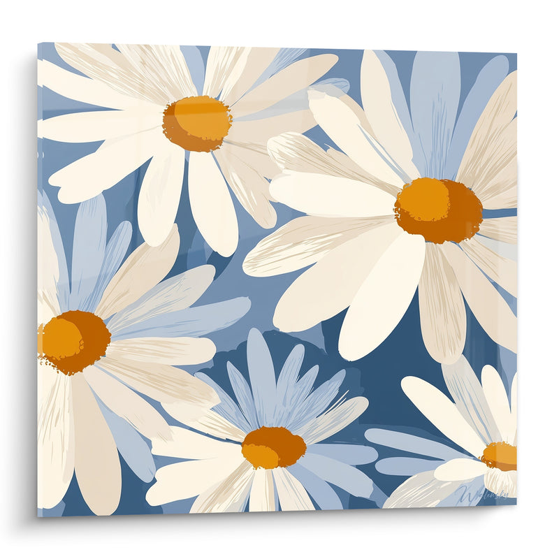 Tableau Marguerites blanches et cœurs orangés - Éclosion printanière - Edition Marguerite