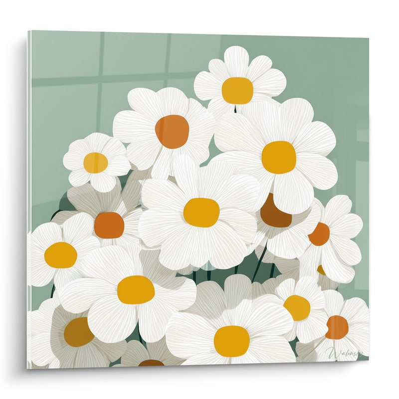 Tableau Marguerites blanches aux cœurs orangés - Bouquet du matin - Edition Marguerite