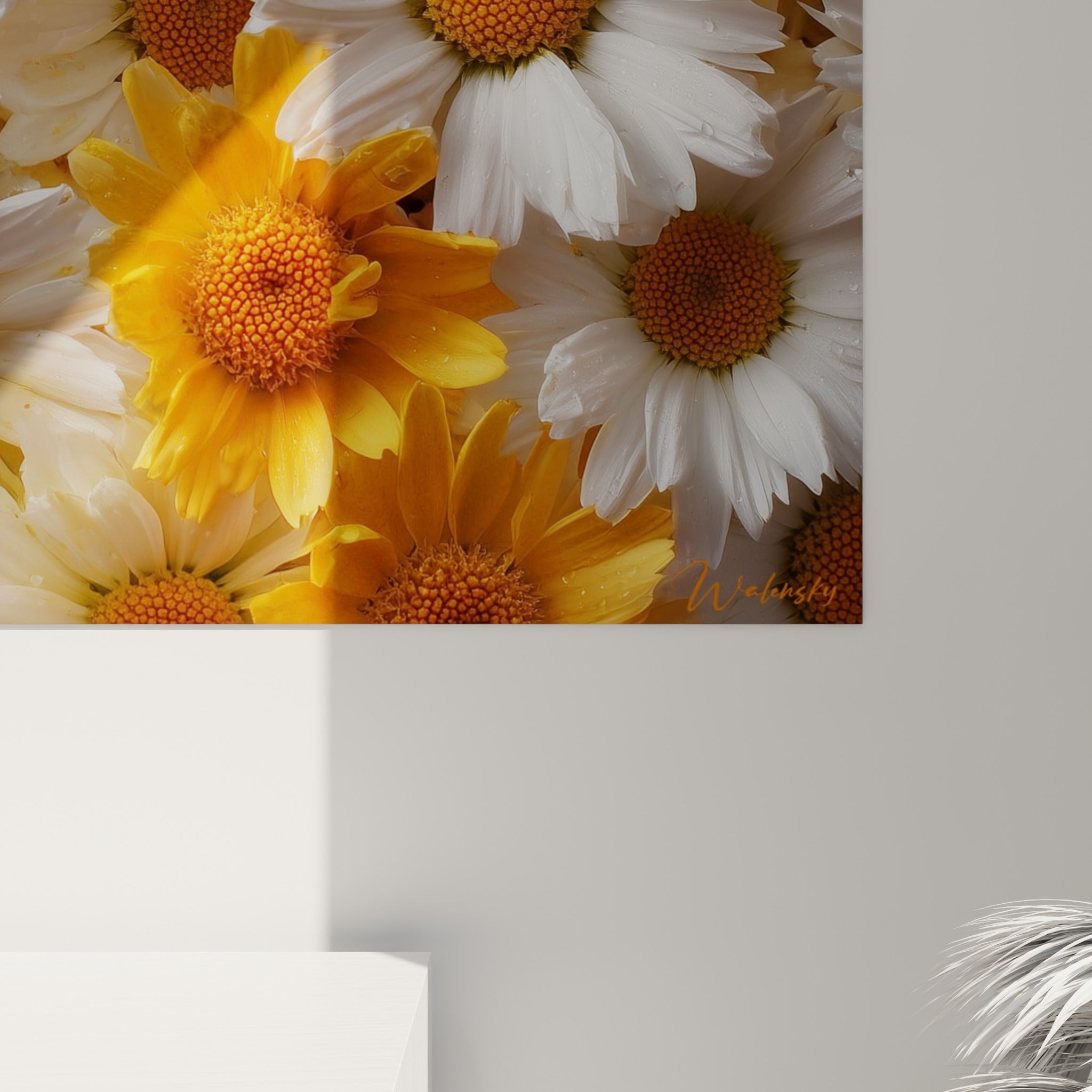 Pétales blancs veloutés et cœurs orangés granuleux visibles de près, matière photographique nette et détaillée