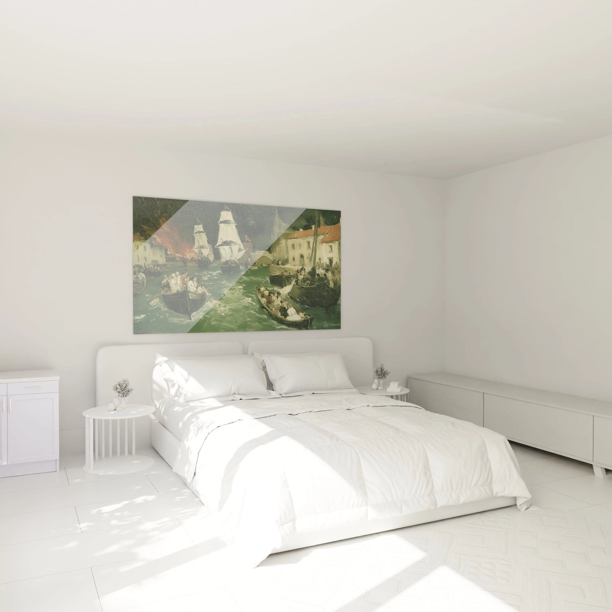Tableau mural Walensky représentant un marin et un cheval en style classique tableau maritime réalisme décor chambre