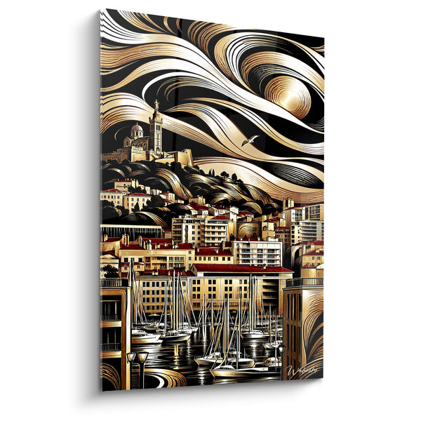 Tableau Notre-Dame-de-la-Garde dorée et vieux port - Souffle du large - Edition Marseille Provence-Alpes-Côte d'Azur France