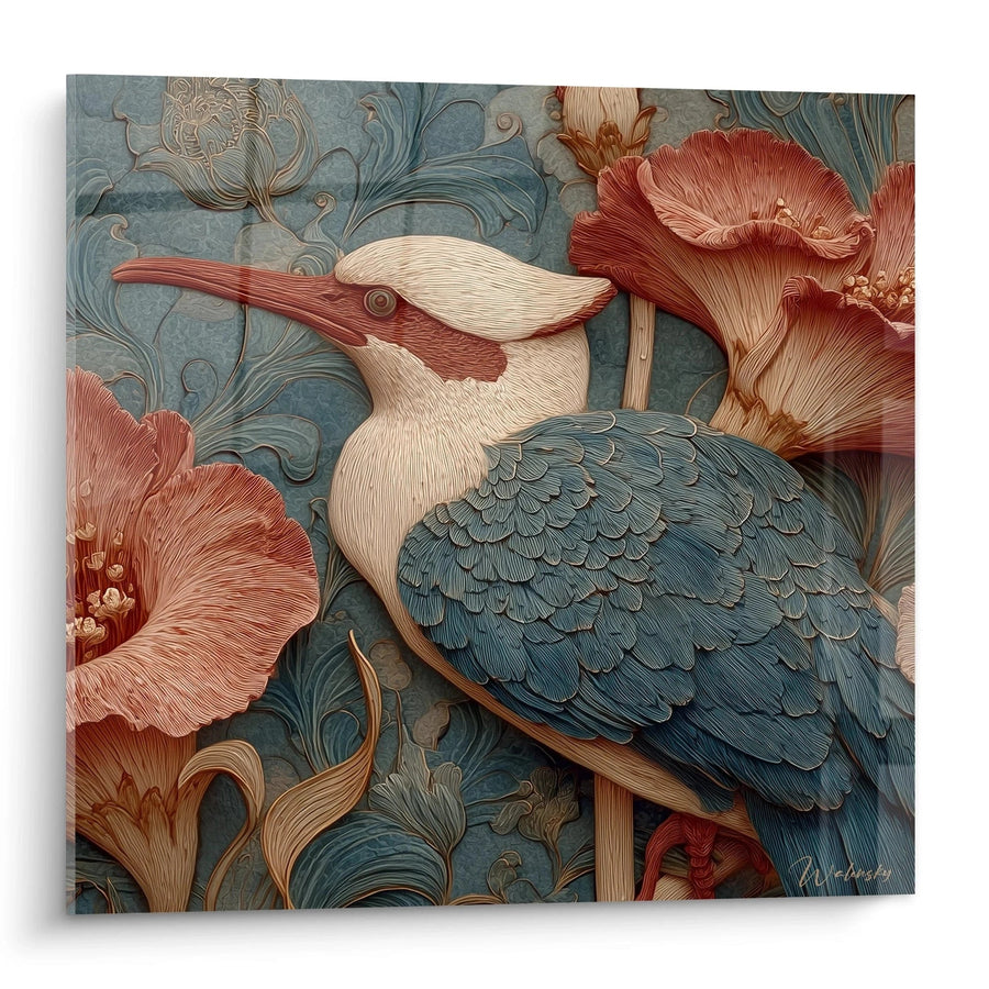 Tableau martin-pêcheur Symphonie Florale - édition Art nouveau