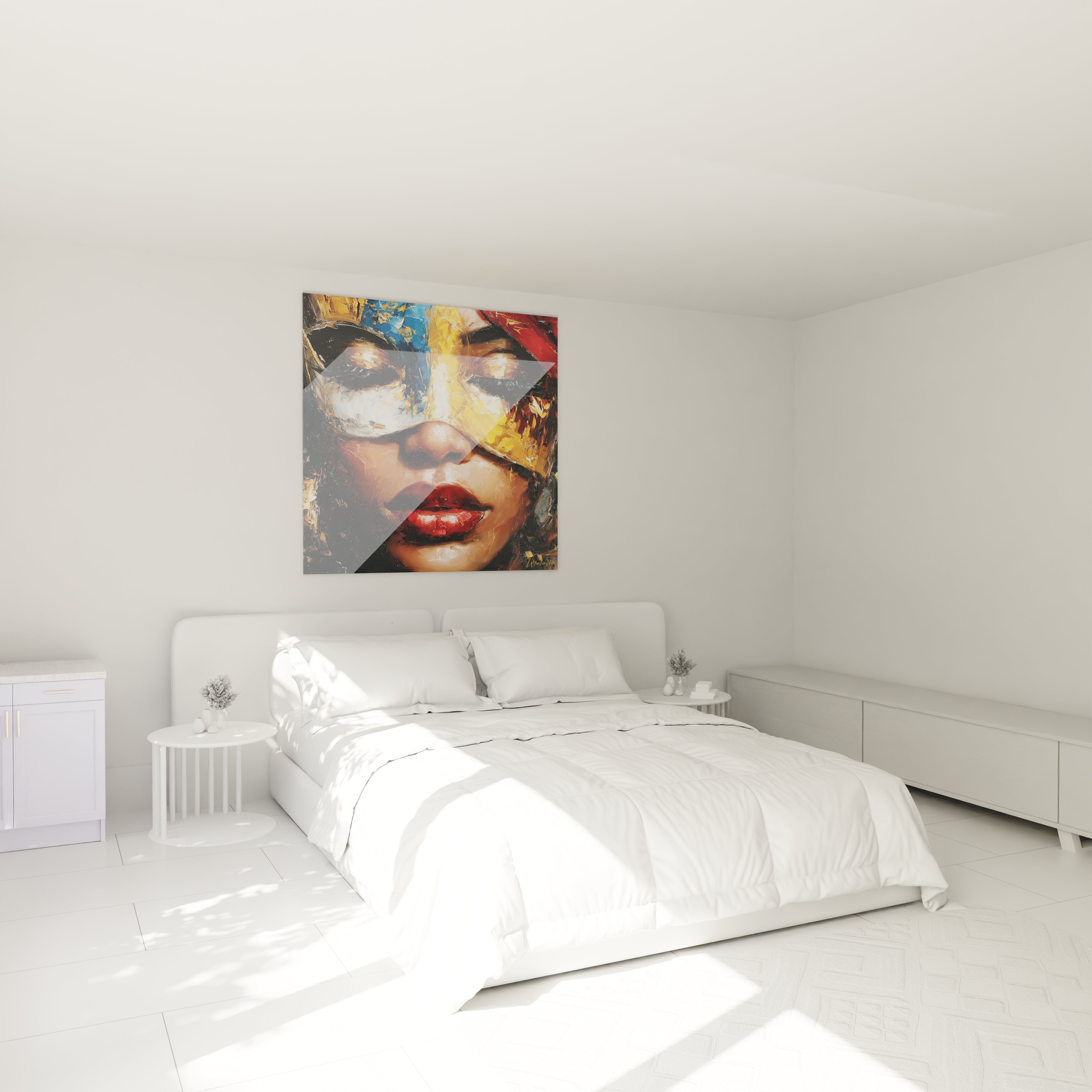Tableau masque africain femme de Walensky, décoration murale colorée pour une chambre moderne