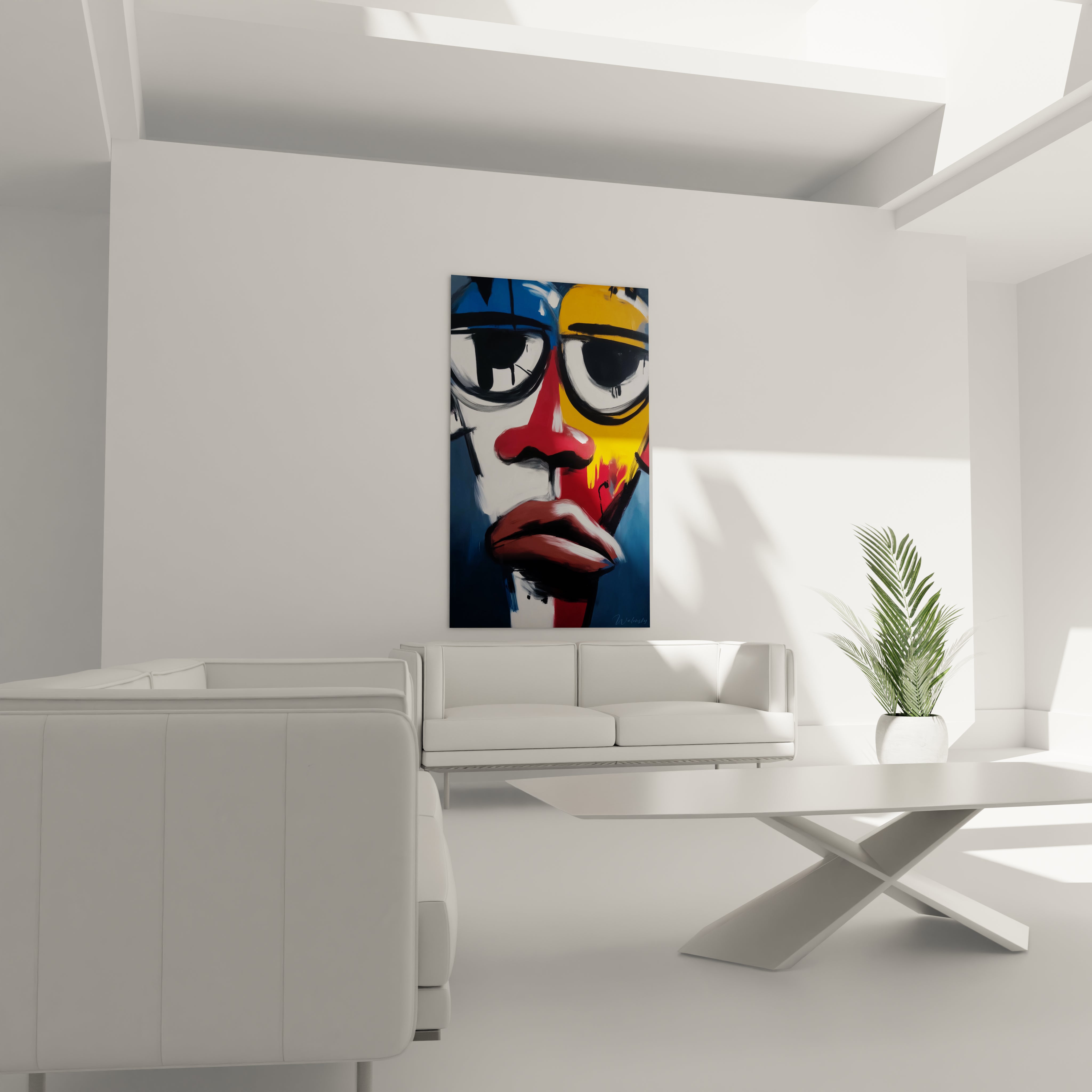 Tableau masque africain moderne de Walensky, idéal pour une décoration intérieure unique.