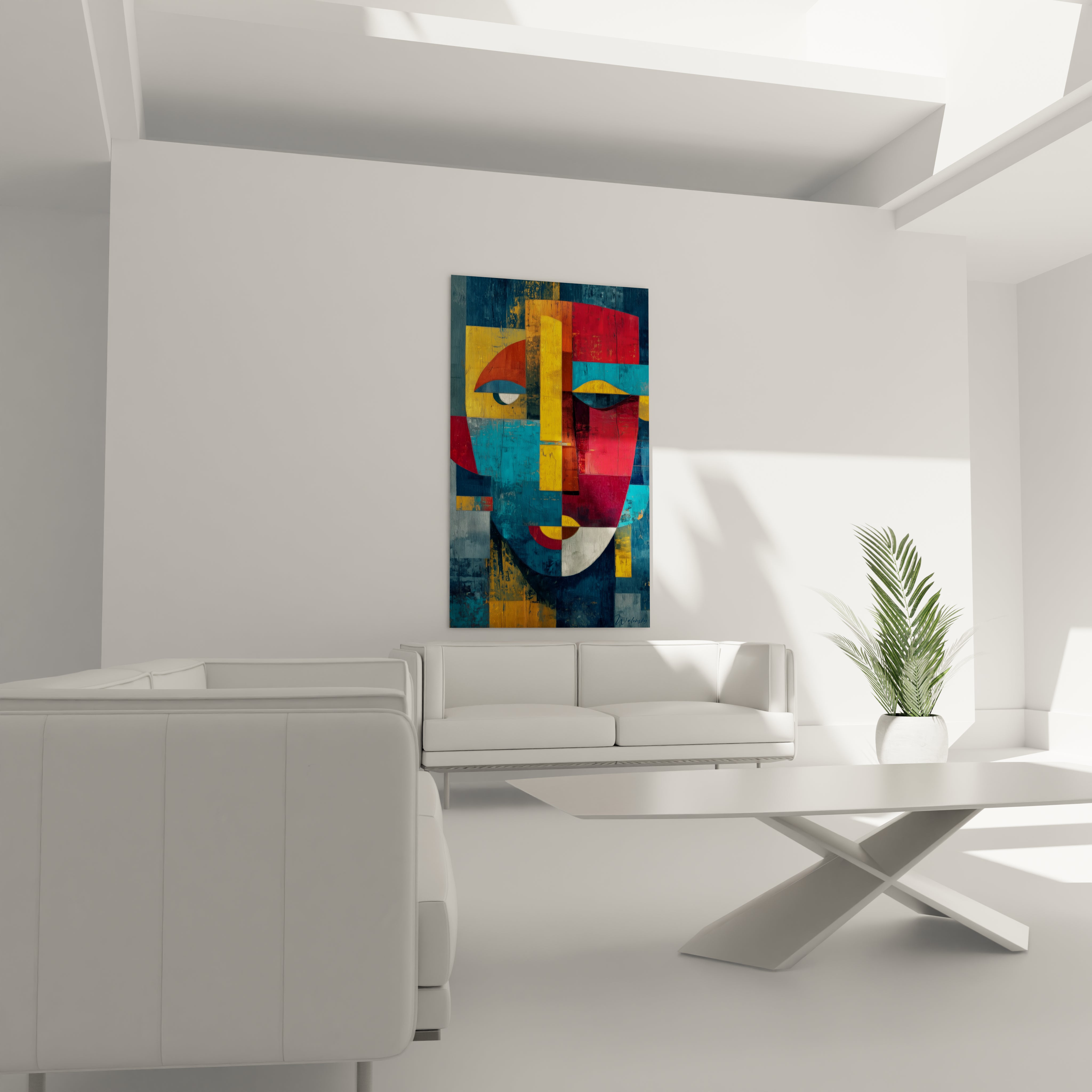 Tableau masque africain mural de Walensky avec des couleurs vives pour une décoration moderne