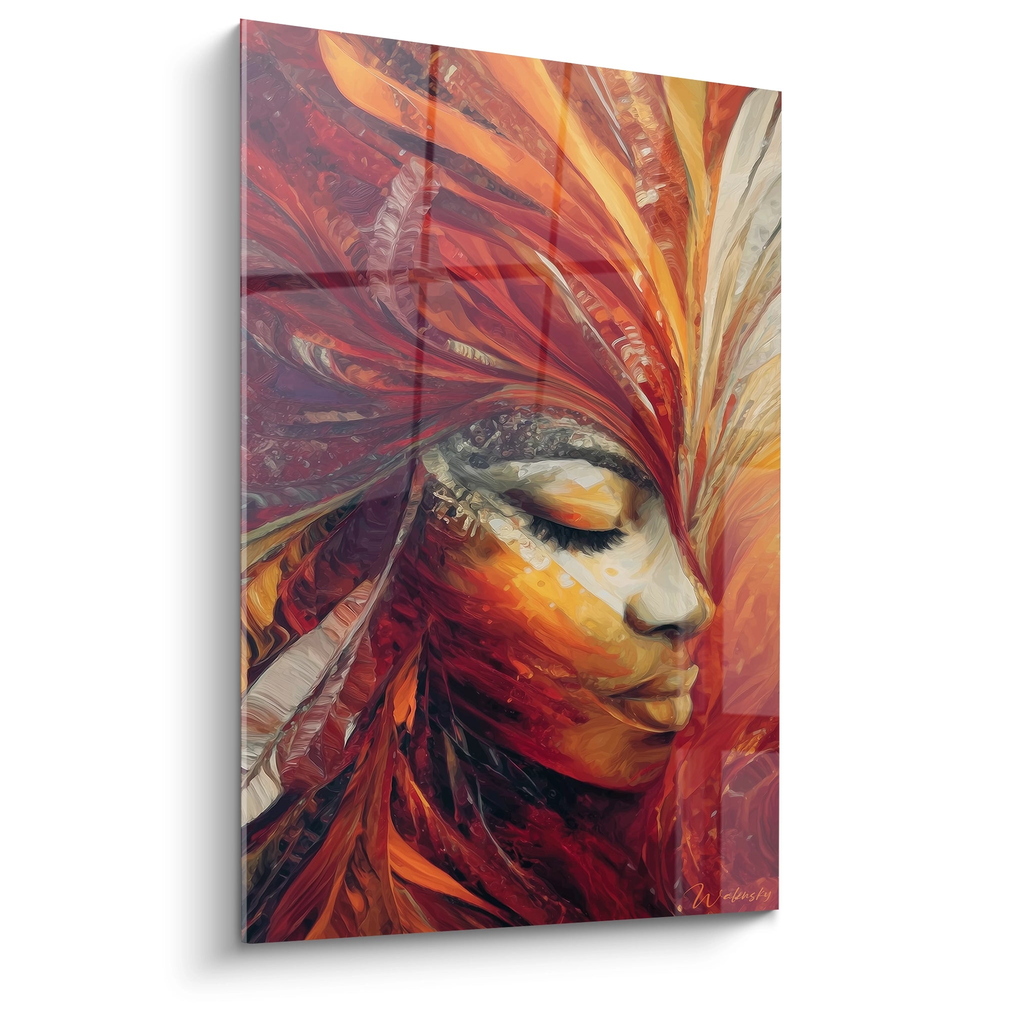 Tableau masque africain mural de Walensky avec des couleurs vives et des motifs abstraits inspirants