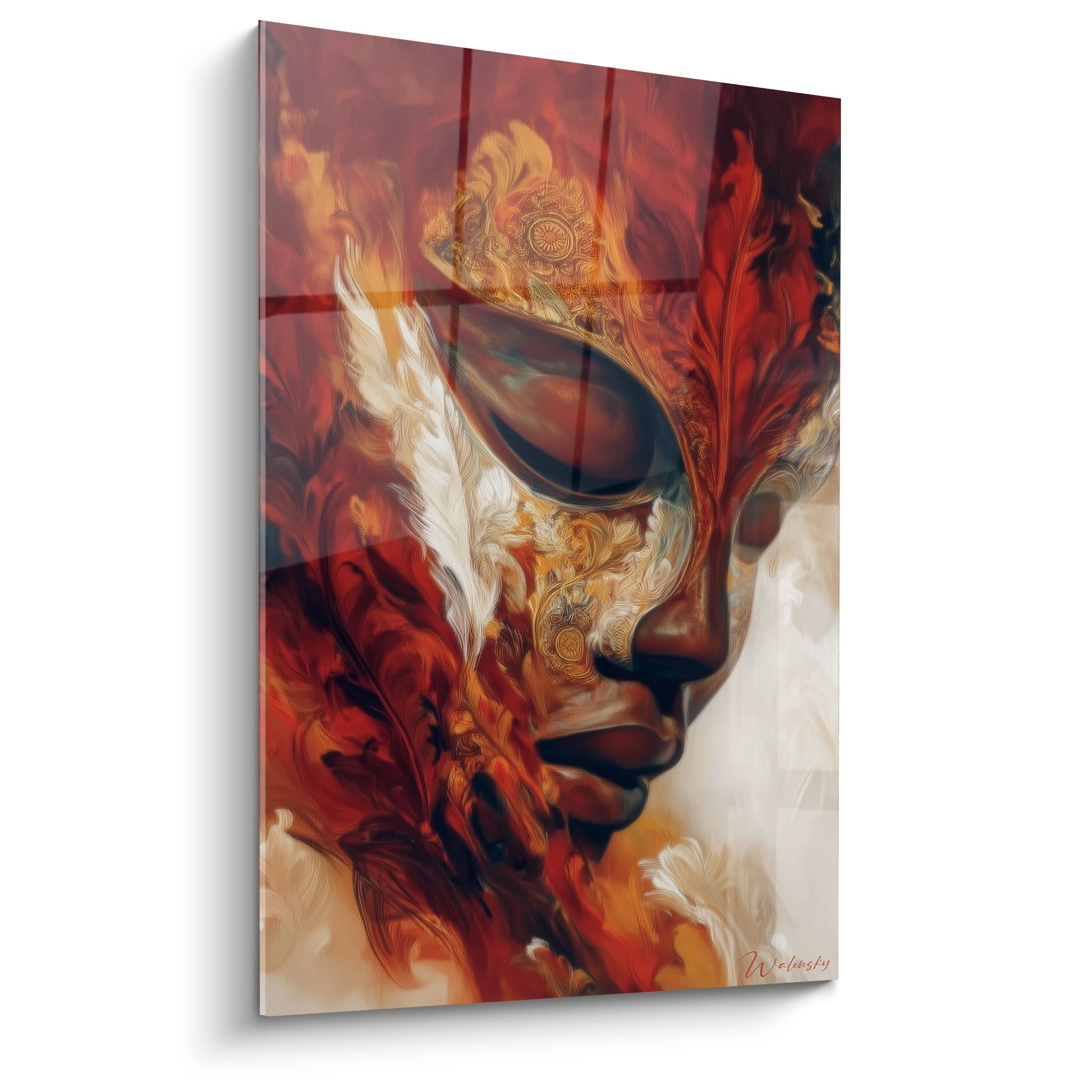 Tableau masque africain artistique avec des couleurs vives et des détails fascinants pour décoration murale