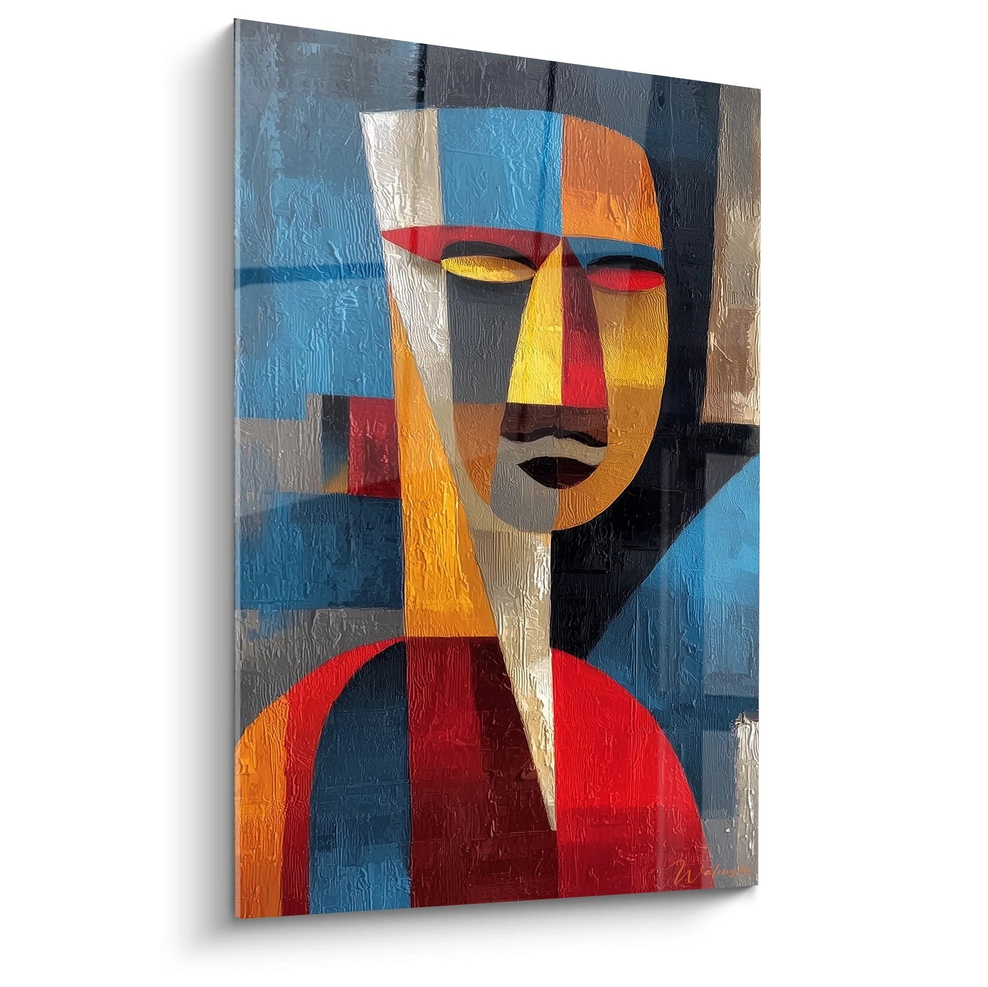 Tableau mural Walensky avec un masque africain aux couleurs vives et formes géométriques