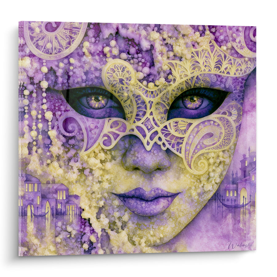 Purple and Gold Face Painting with Venetian Lace - Venetian Mystery - Venice Mask Edition