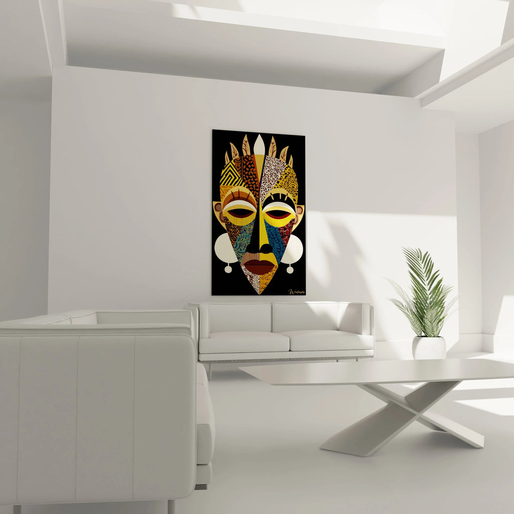 Masque Africain Mystère – Toile Art Mural – Décoration Maison – Neuf