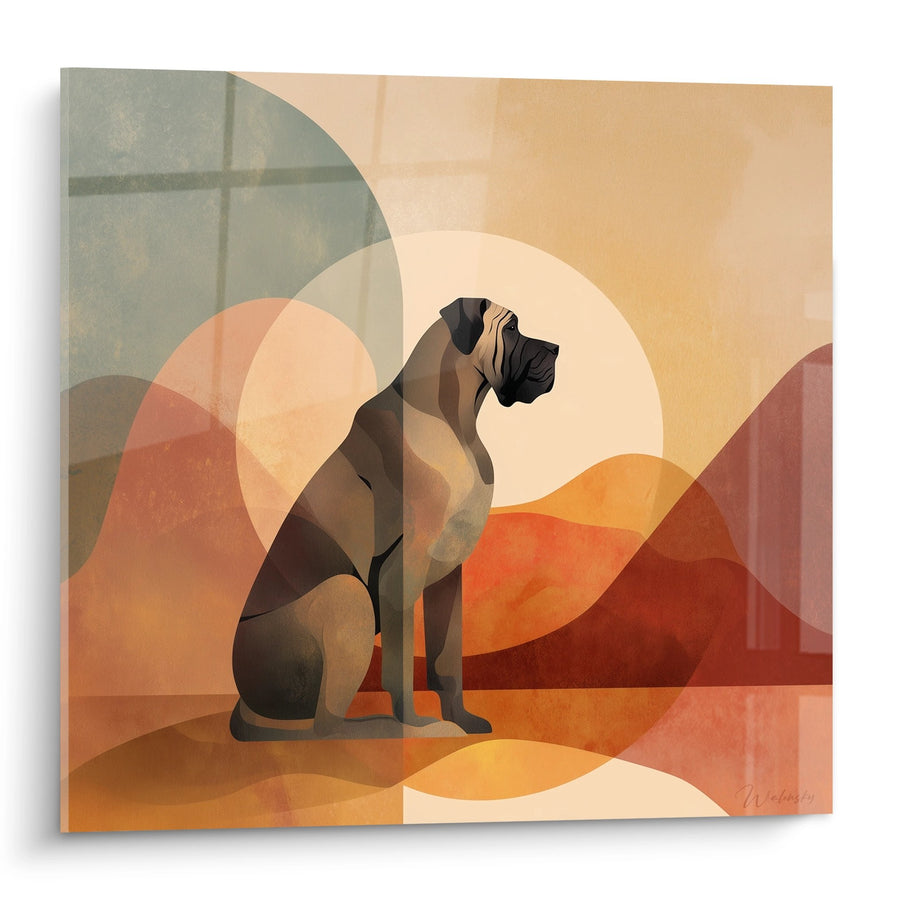 Tableau Mastiff Anglais Géométrique aux Tons Chauds - Composition Moderne - Edition Mastiff Anglais