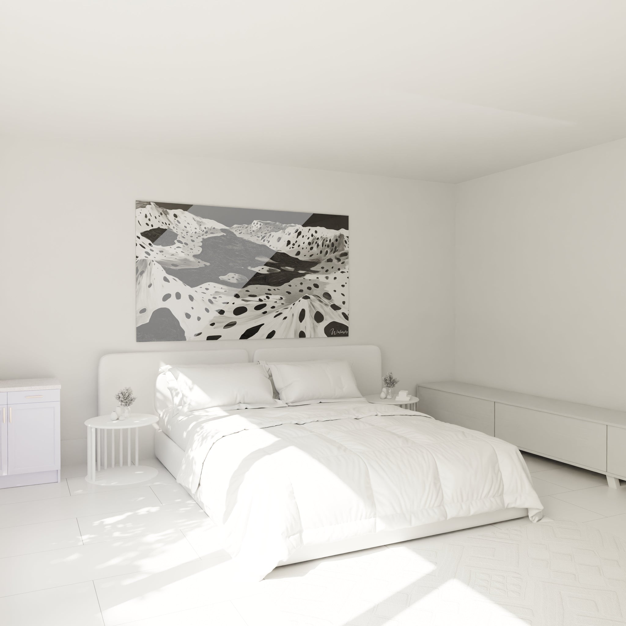 Tableau tacheté noir et blanc de Walensky, décor moderne pour chambre lumineuse