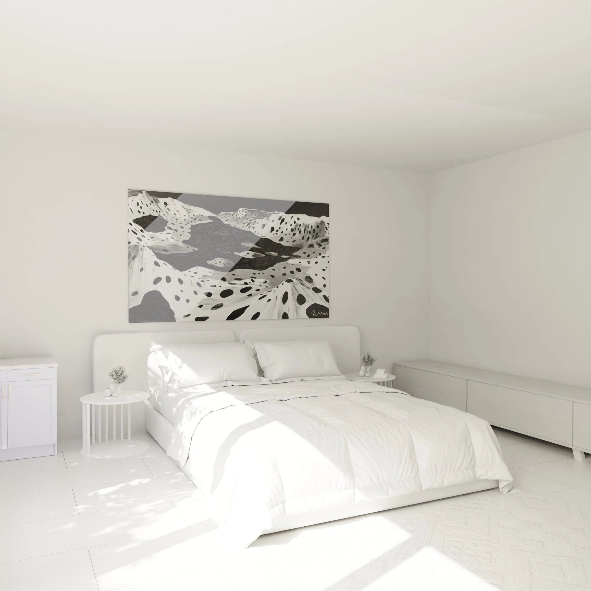 Tableau tacheté noir et blanc de Walensky, décor moderne pour chambre lumineuse