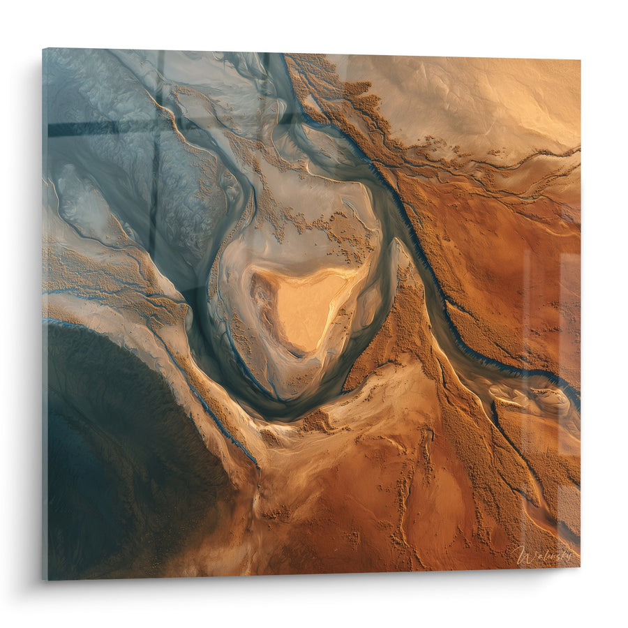 Tableau Méandres Ocre et Turquoise - Harmonie Naturelle - Edition Feng shui Nord-Est Terre