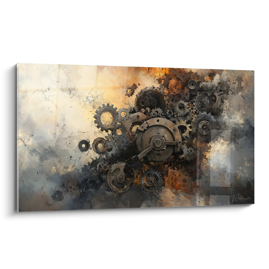 Tableau mécanismes rouillés - Symphonie industrielle - édition machines et engrenages