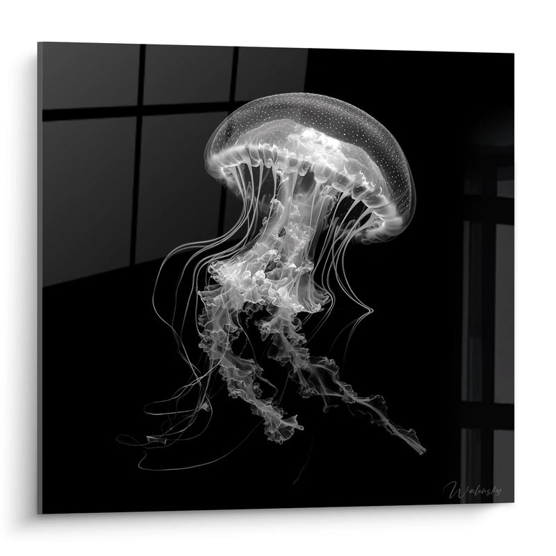 Translucent Jellyfish Artwork - Aquatic Grace - Black and White Animals Edition