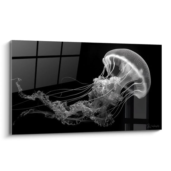Tableau Méduse Translucide - Grâce Aquatique - Edition animaux noir et blanc