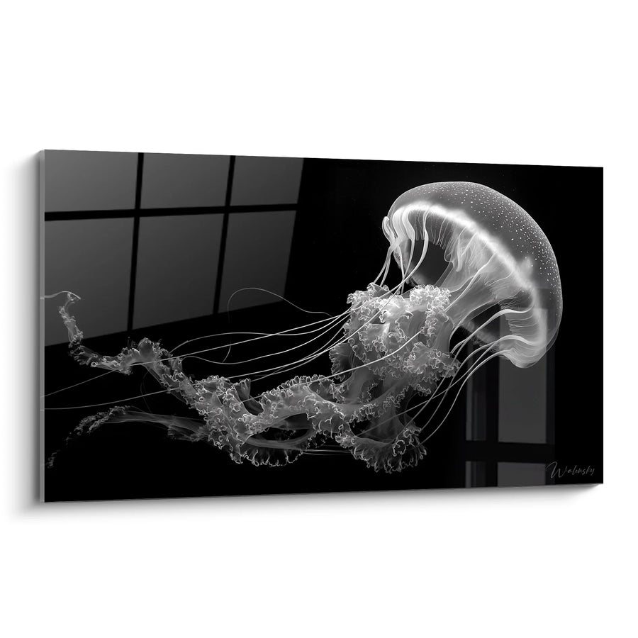 Tableau Méduse Translucide - Grâce Aquatique - Edition animaux noir et blanc
