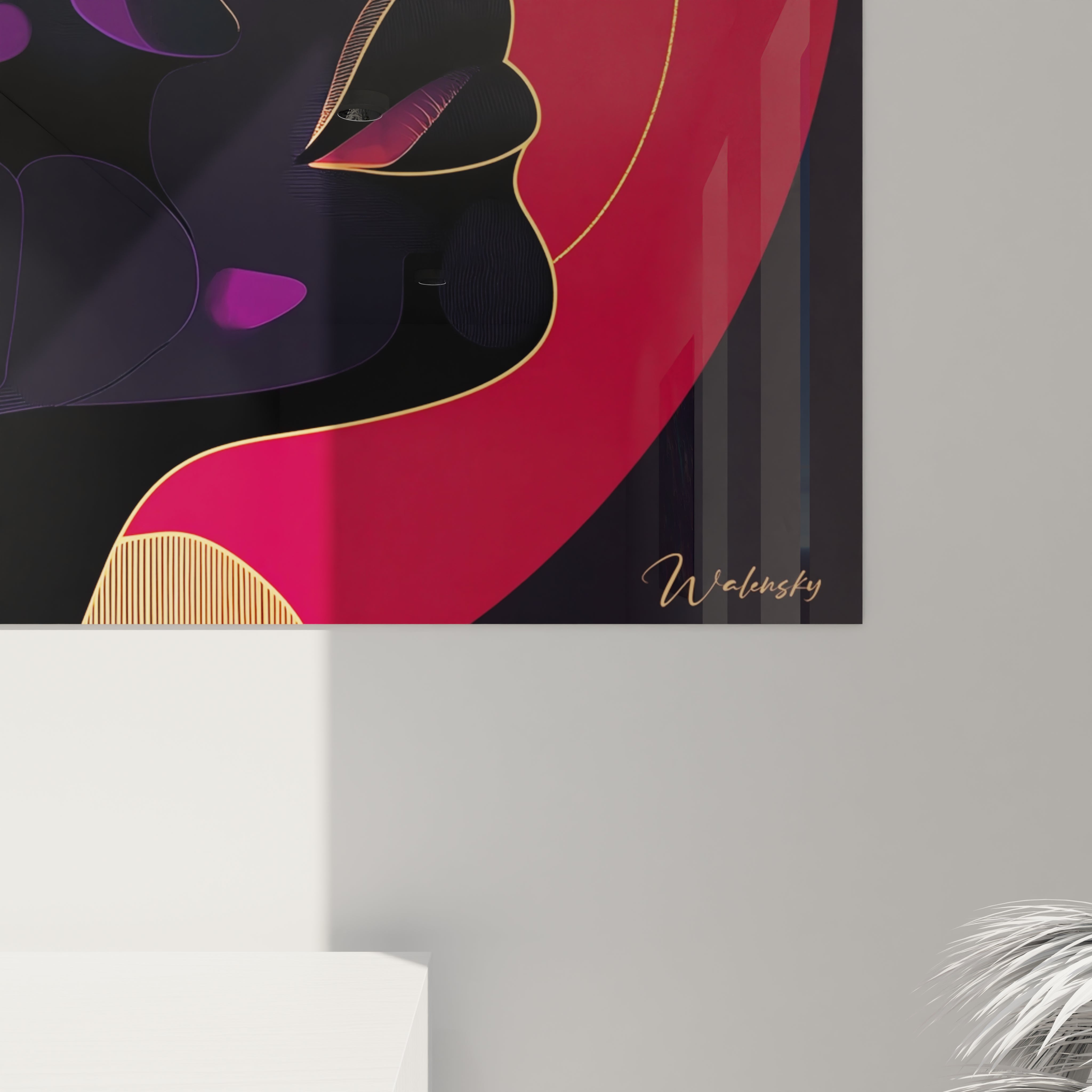 Tableau africain mural Walensky avec peinture abstraite bleue et blanche pour décoration intérieure