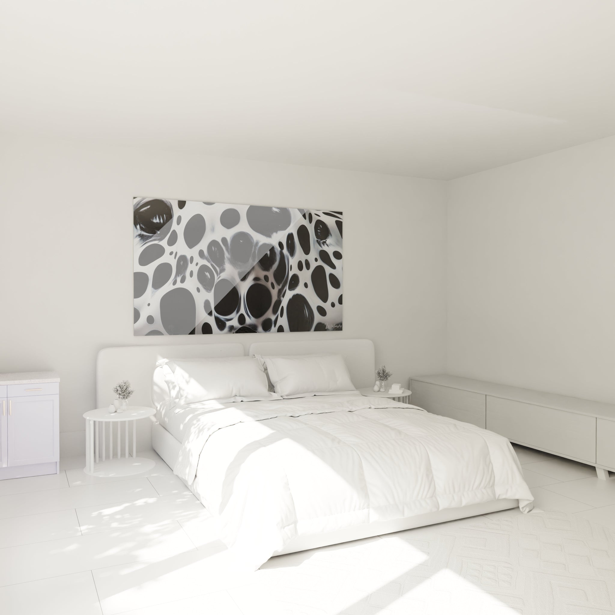 Tableau tacheté noir et blanc de Walensky, design moderne pour chambre lumineuse
