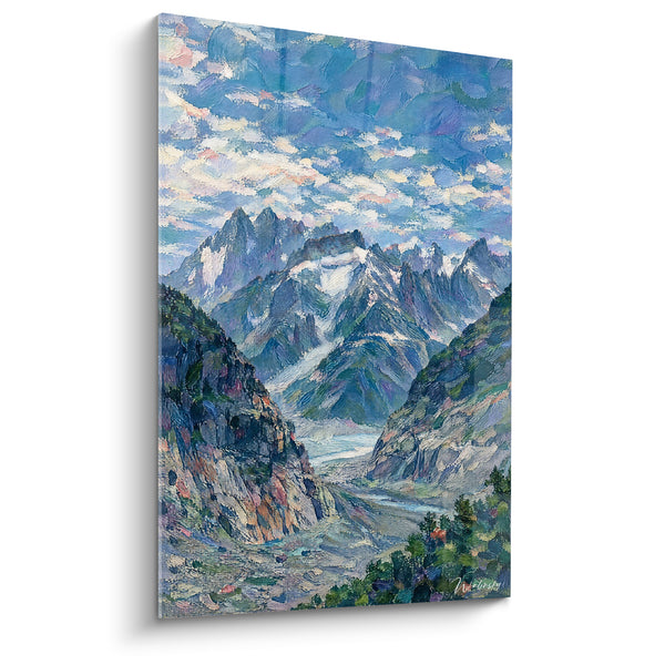Tableau Glacier bleu et vert entre sommets alpins - Souffle des cimes - Edition Mer de Glace Auvergne-Rhône-Alpes France