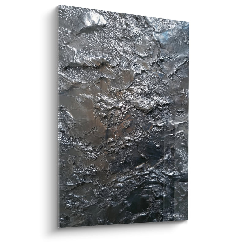 Textured Silver Metallic Abstract Relief Artwork - Metallic Fusion - Feng Shui Northwest Metal Edition