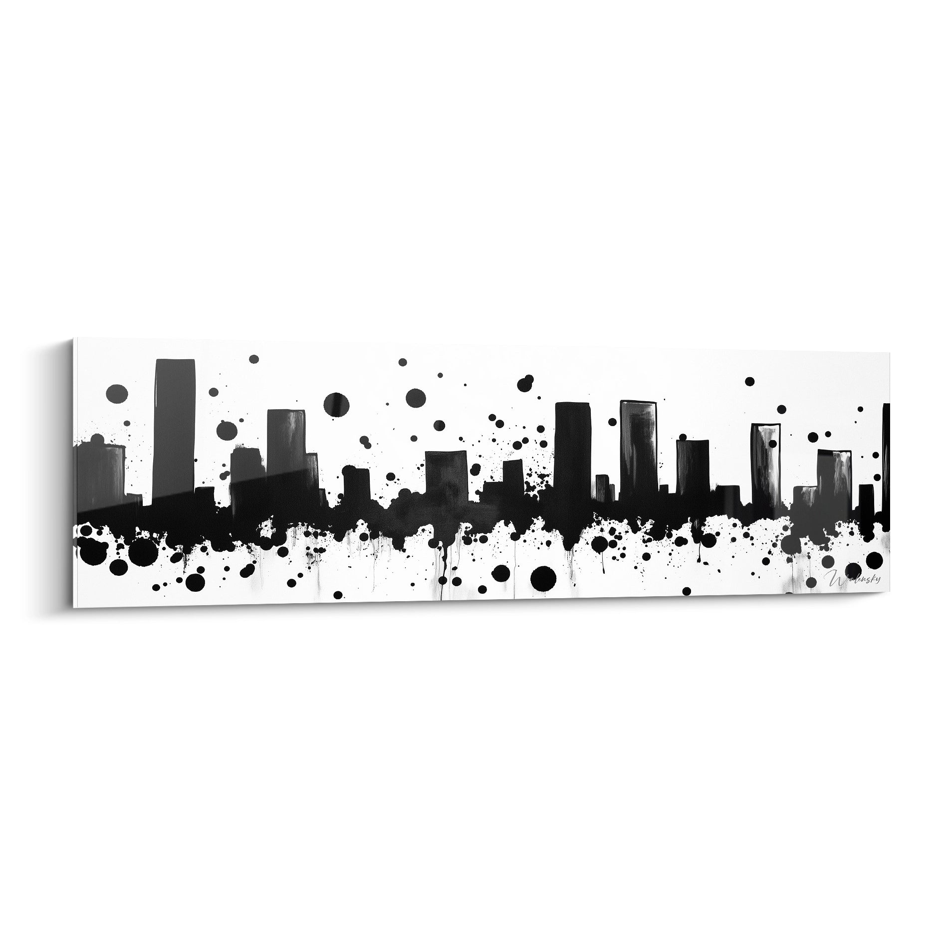 Tableau tacheté noir et blanc de la silhouette urbaine de Walensky pour décoration moderne