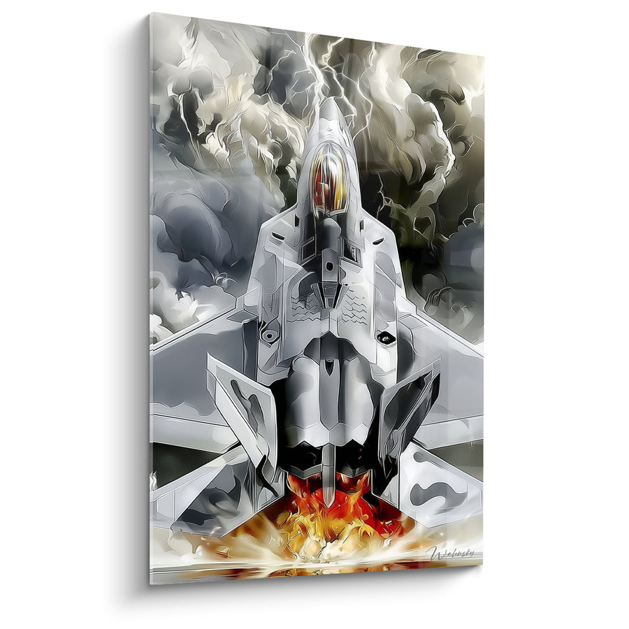 Gray and Orange Fighter Jet Table Facing Lightning - Overheated Reactors - Military Edition
