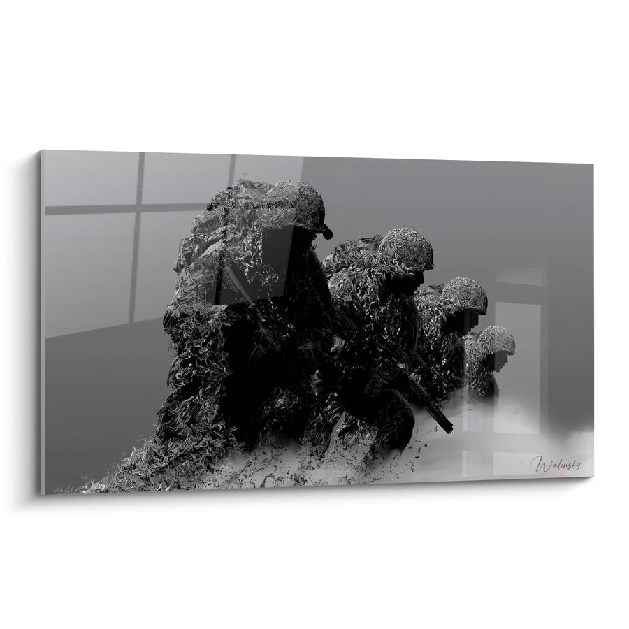 Black and Grey Soldiers in Formation Painting - Stealth Advance - Military Edition