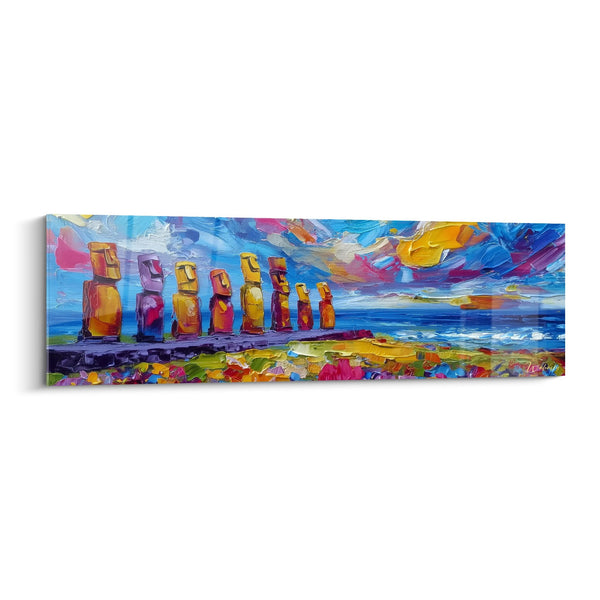 Tableau Moaï dell'Isola di Pasqua - Visione Colorata - edizione Isole e arcipelaghi