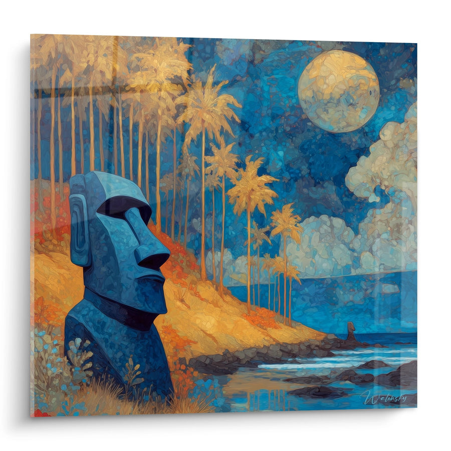 Tableau Moai île de Pâques - Mystères du Pacifique - édition Iles et archipels