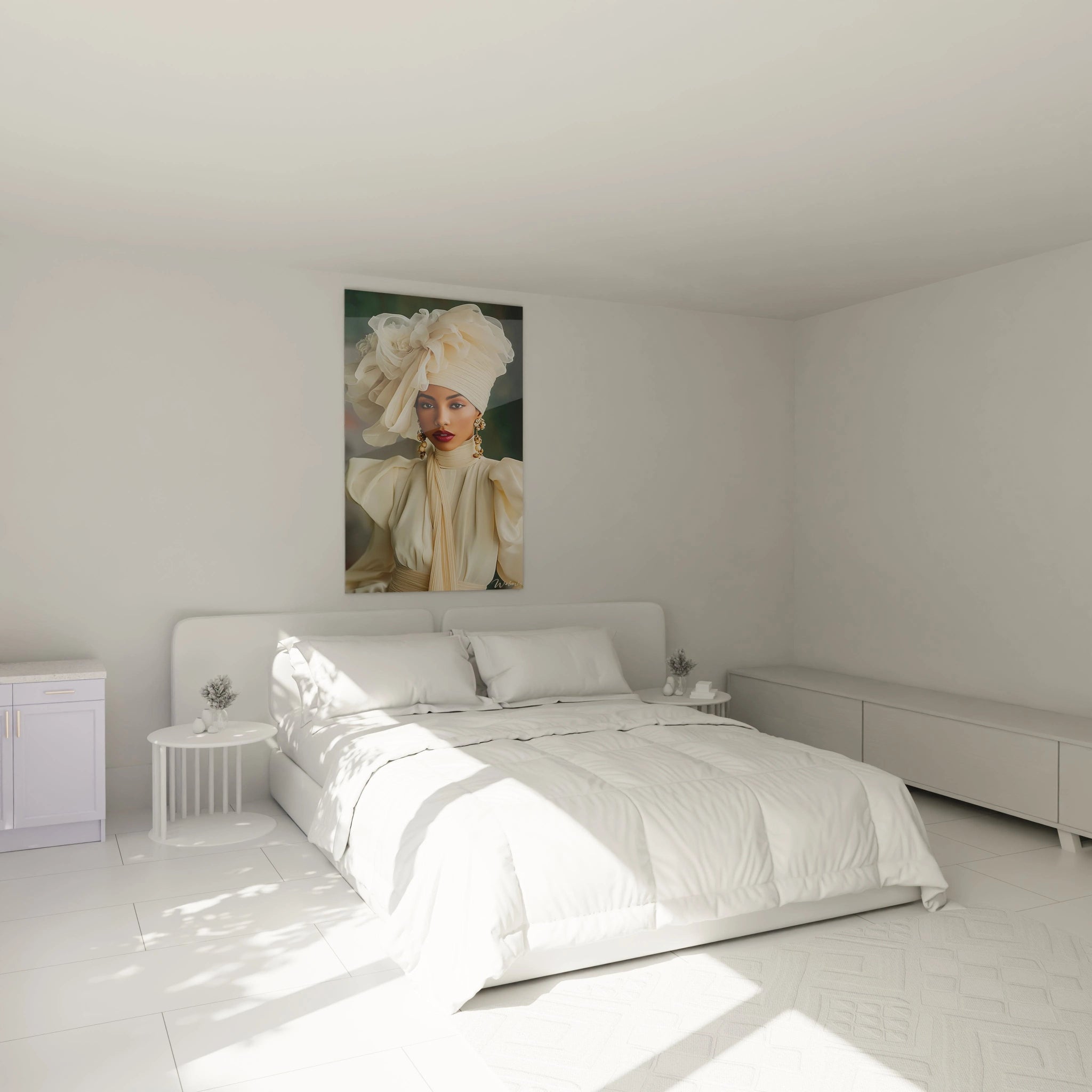 Tableau mural mode glamour de Walensky avec une femme élégante au style moderne dans une chambre minimaliste