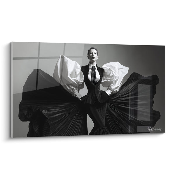 Mannequin in Black Dress with White Sleeves - Theatrical Flight - Fashion Edition Black and White