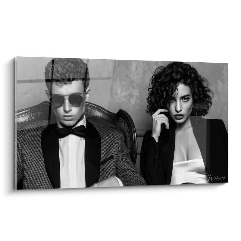 Black and White Fashion Painting - Cinematic Glamour - Black and White Fashion Edition