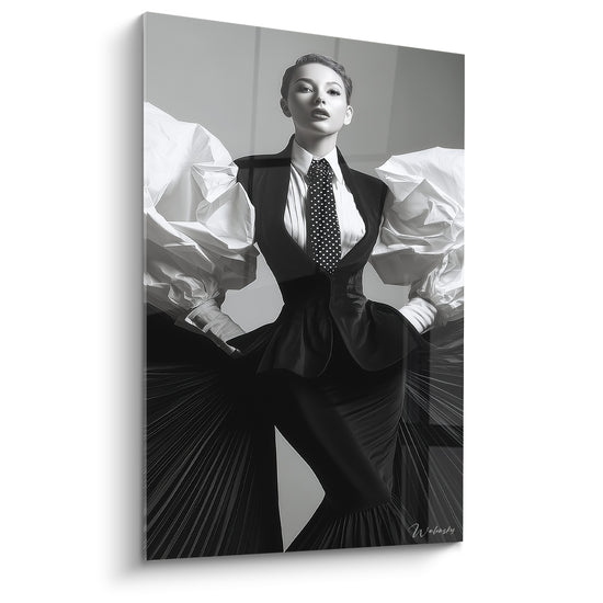Tableau Silhouette manches bouffantes noir et blanc - Attitude haute couture - Edition Mode noir et blanc