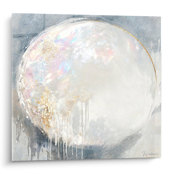 Gemälde Perlmuttsphäre mit goldenen Reflexen - Himmlische Verschmelzung - Edition Modern Abstrakt