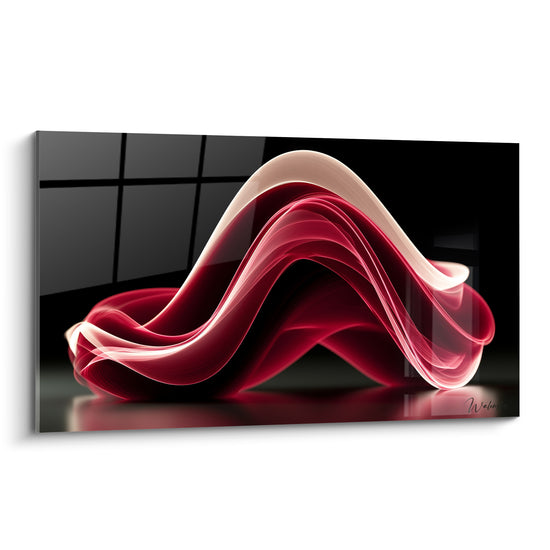Tableau Vague sinueuse rouge et blanche - Souffle suspendu - Edition Moderne abstrait